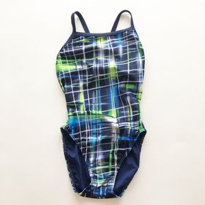 Speedo PowerFlex Eco Womens 1 pc Swimsuit Laser Sticks Pulse Flyback Sz 6/32
